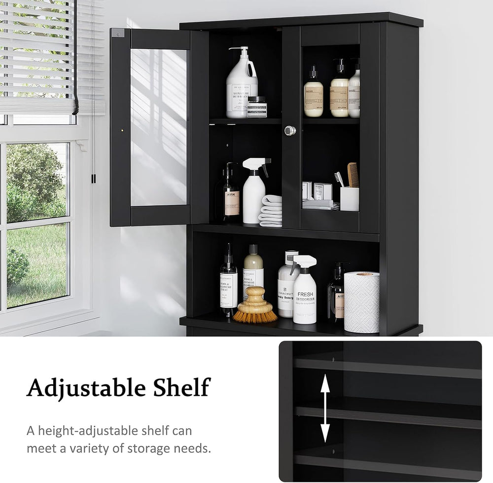 Over the Toilet Storage Cabinet, Bathroom Storage Cabinet, Black