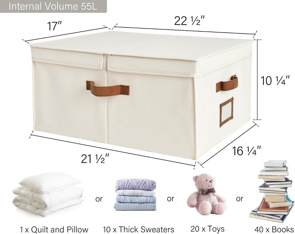 StorageWorks Large Decorative Storage Boxes with Lids, Oatmeal Beige