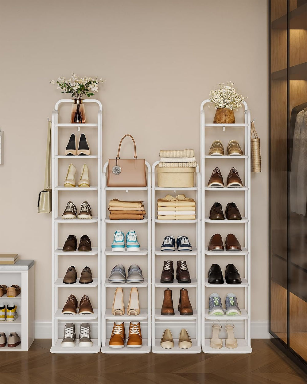 Hzuaneri 6 Tiers Vertical Shoe Rack, Narrow Shoe Tower, Tall Shoes Shelf with...