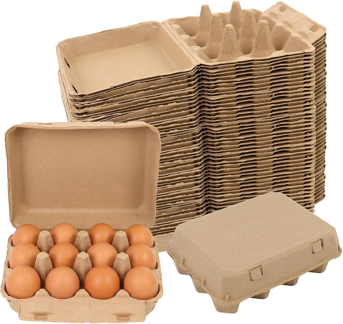 Egg Cartons 12 Count, 50 Pack Cardboard Egg Cartons Cheap Bulk, Reusable Paper Egg Holder for Supermarkets Kitchen