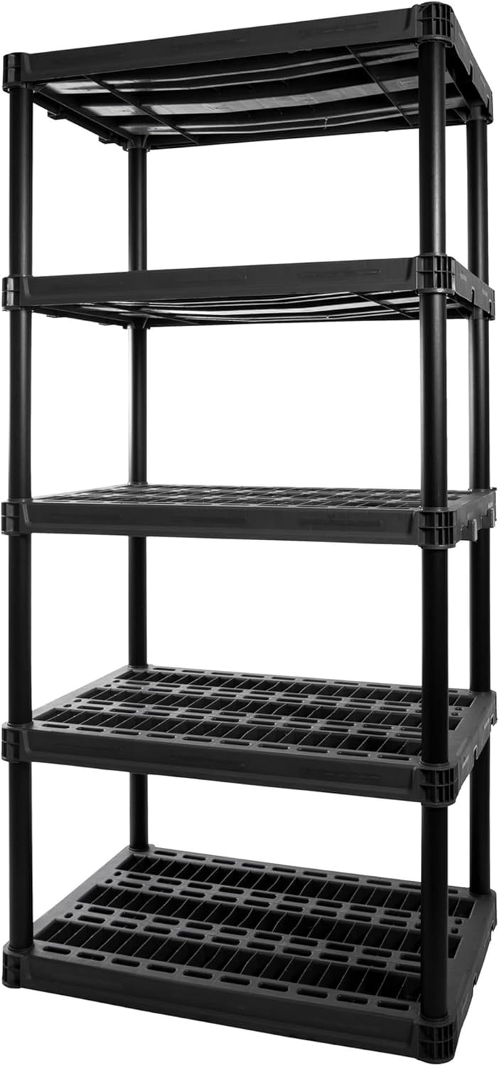 Plano 5-Shelf Extra Heavy Duty Plastic Storage Shelves, 72.5” x 36” x 24”, 10...