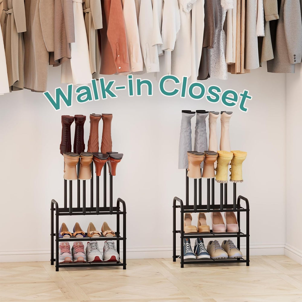 viewcare Black Boot Rack, Small Boot Rack Organizer, Tall Boots with Shoe Rac...