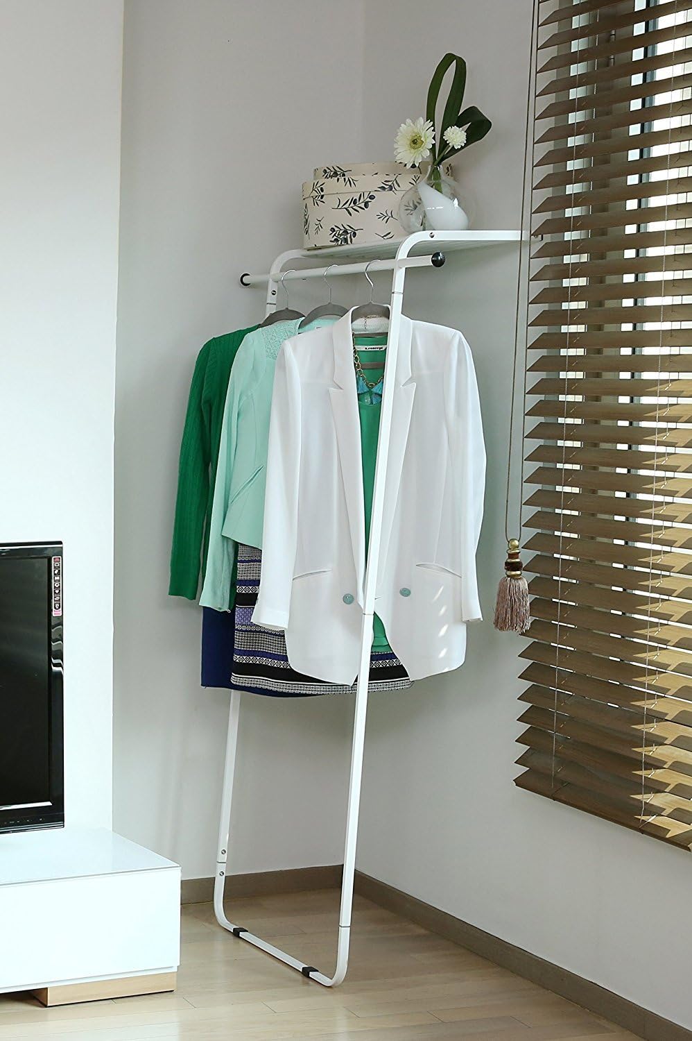 idee Free Standing Leaning Multi-Functional Coat and Shoe Rack, Space-Saving ...