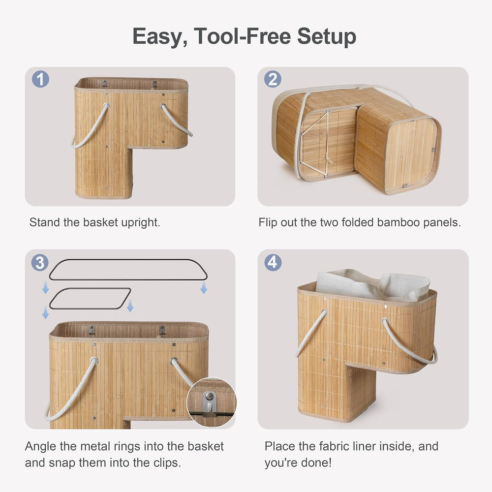 Stair Basket with Lid and Handle for Wooden and Carpeted Stairs, Natural