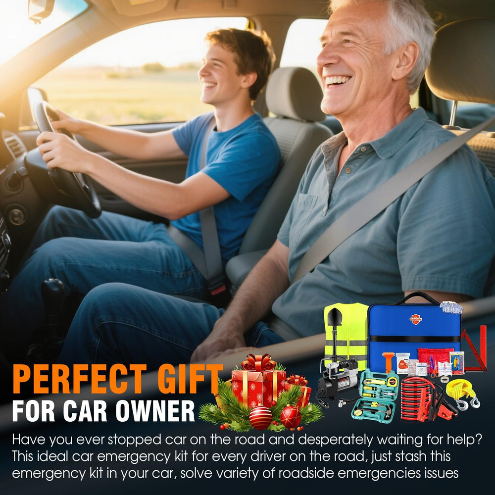 Emergency Car Kit,Roadside Emergency Tool Kit for Vehicle Truck with Air Comp...