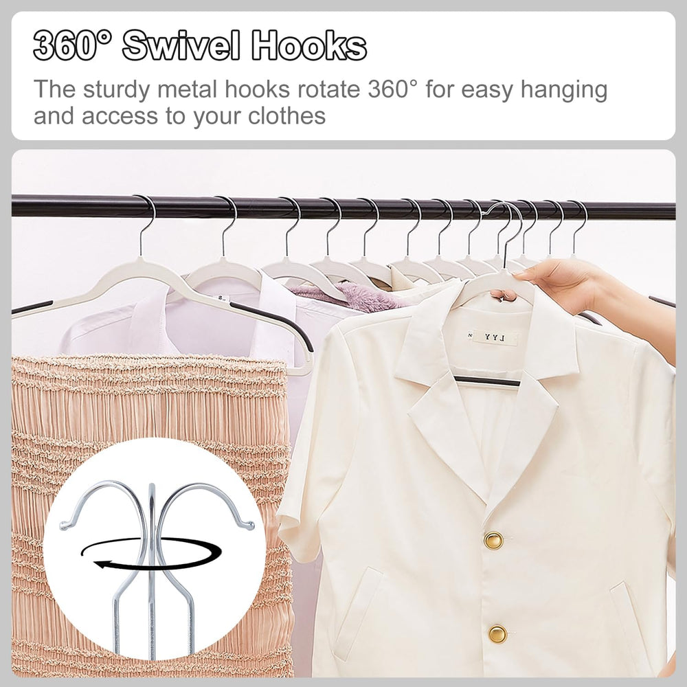 VECELO 50 Pack Clothes Hangers, Non-Slip Plastic Coat Hanger, 360°Swivel Hook...