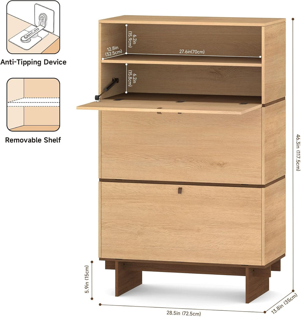 Sebastack Shoe Cabinet for Entryway, 28.6" W Natural Oak
