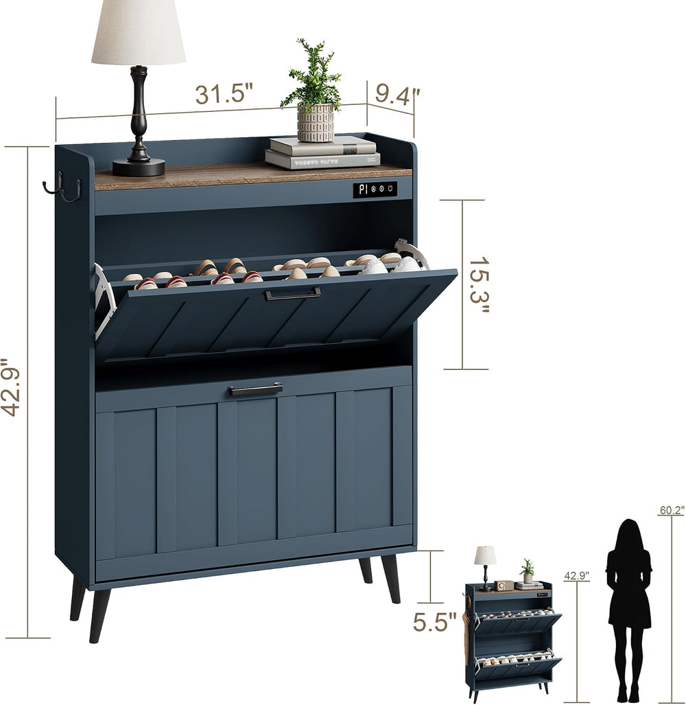 ChooChoo Shoe Storage Cabinet with 2 Flip Drawers and Deodorizer