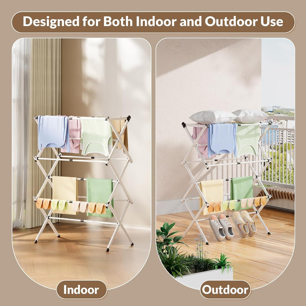 Foldable Clothes Drying Rack - 3-Tier Laundry Drying Rack, Collapsible Metal ...