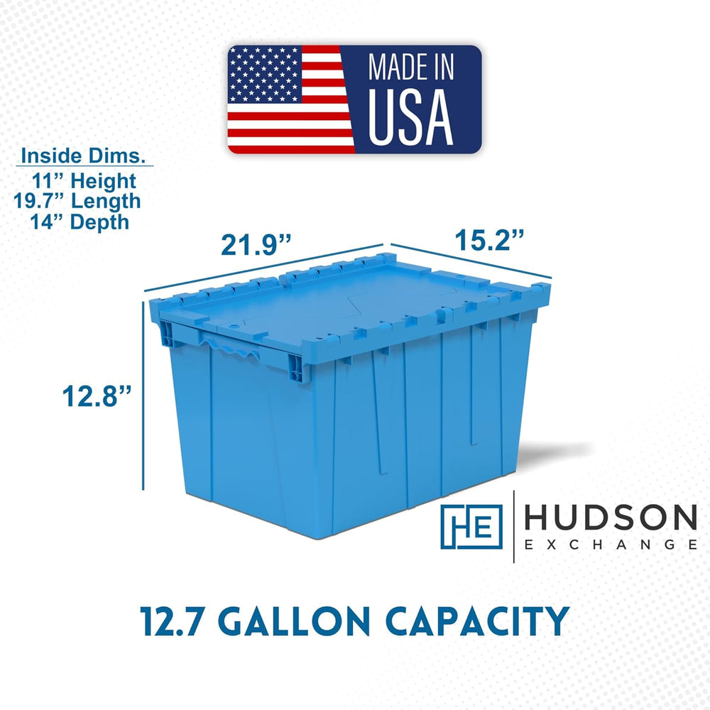 HE HUDSON EXCHANGE 21.9x15.2x12.8” (3 Pack, 12.7 Gallon) Tote with Attached L...