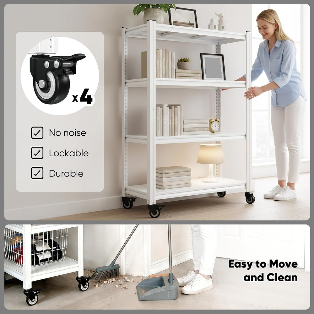 REIBII Adjustable Rolling Storage Shelve for Kitchen Pantry Closet Boutique