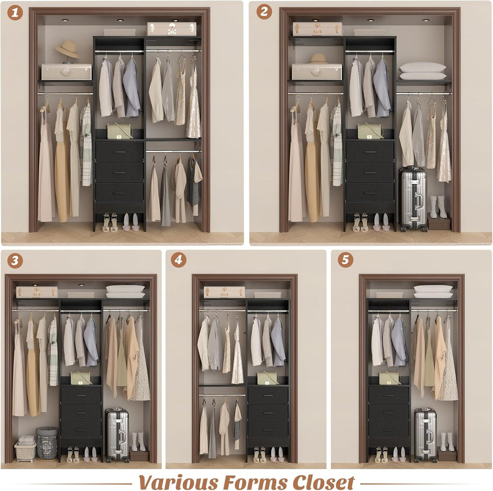 Besiost 4FT Small Closet System with 3 Fabric Drawers, 48'' Closet Or...