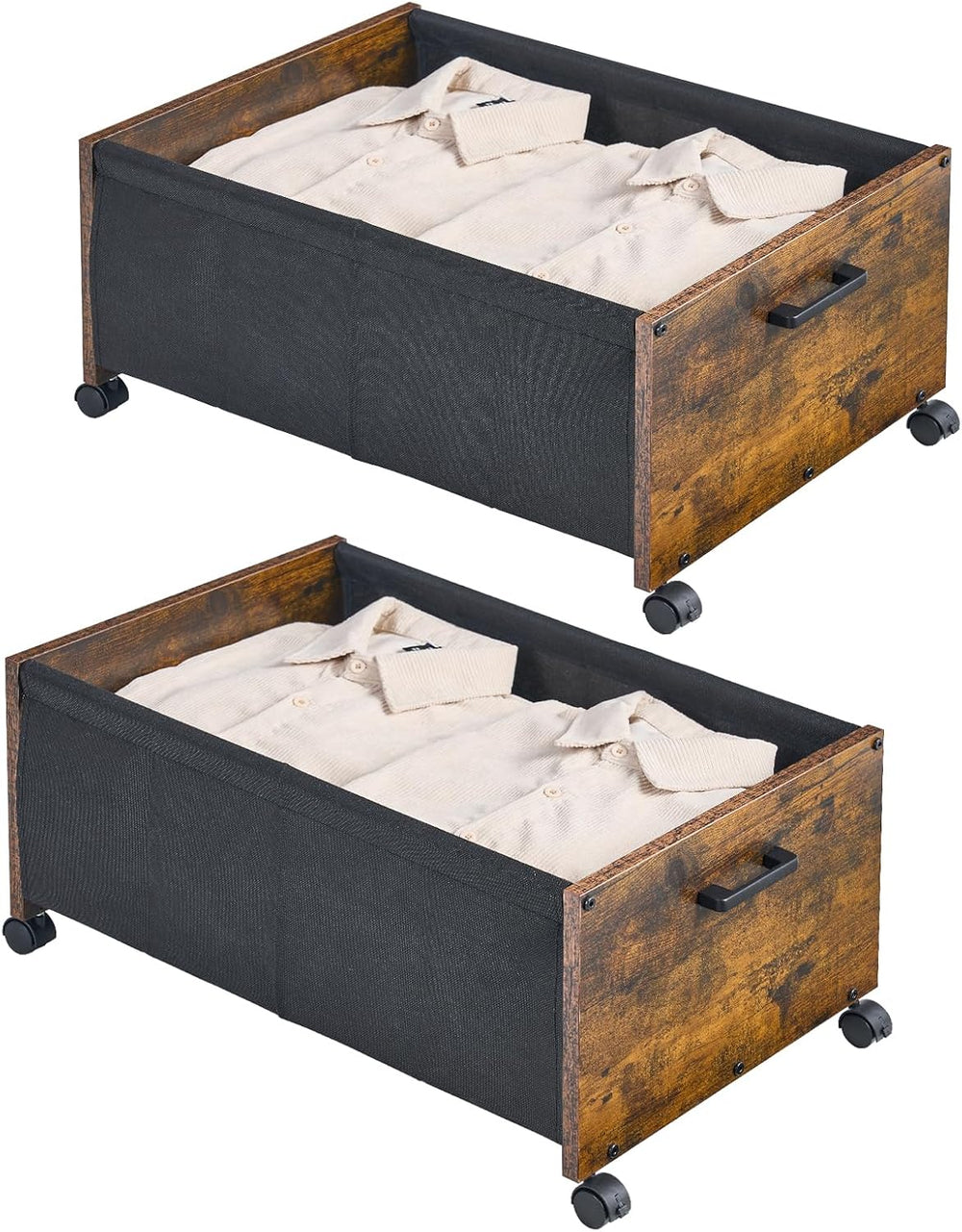 FOUCSSOMEI Under Bed Storage with Wheels, Wooden Under Bed Drawers On Wheels,...