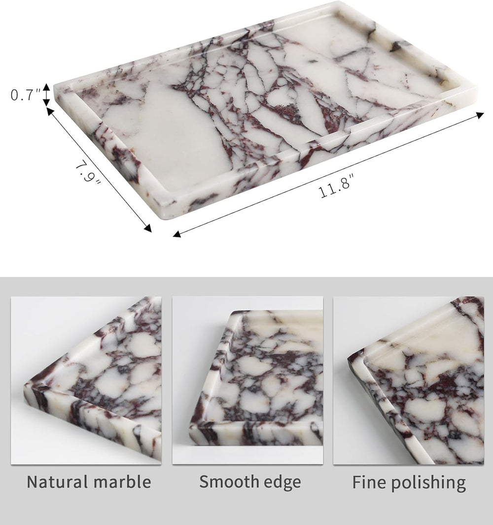 Real Luxurious Natural Marble Vanity Tray Genuine Marble/Stone Storage Tray f...