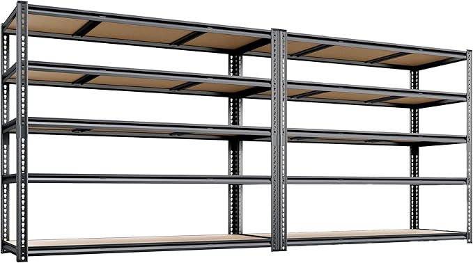 48"W Garage Shelving, 3050LBS Storage Shelves heavy duty, 5 Tier Metal S...