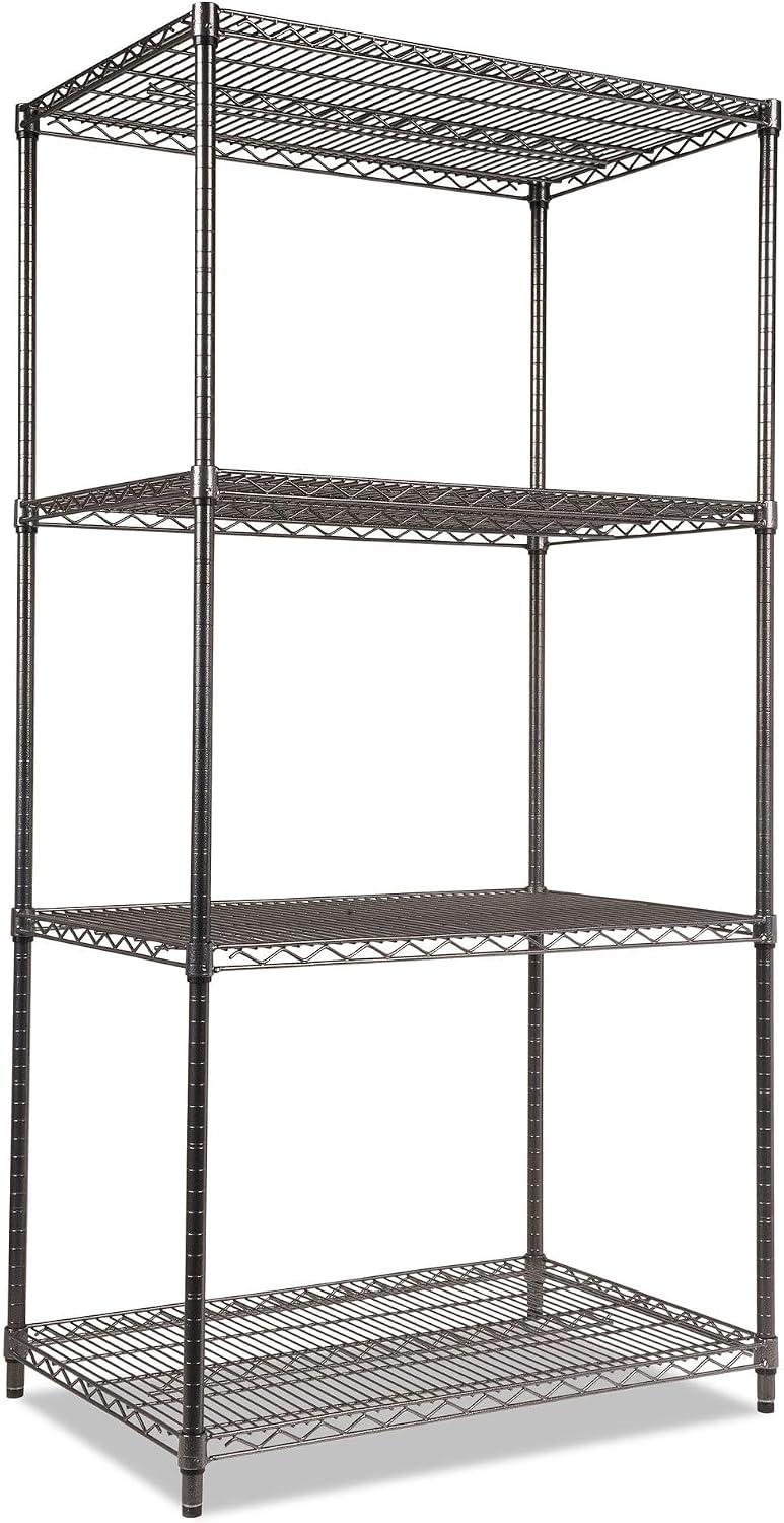 Alera Wire Shelving Starter Kit, Four-Shelf, 36w X 24d X 72h, Black Anthracite