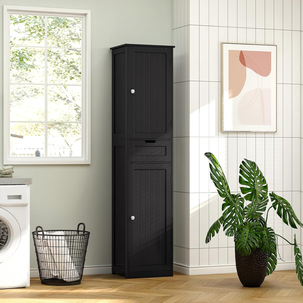 Iwell 66.9" Tall Bathroom Storage Cabinet with 2 Doors & 1 Drawer, N...