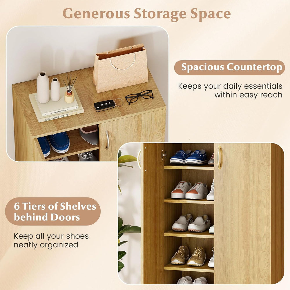 GIANTEX Shoe Cabinet with Doors, 48" Tall Shoe Rack Organizer Cabinet