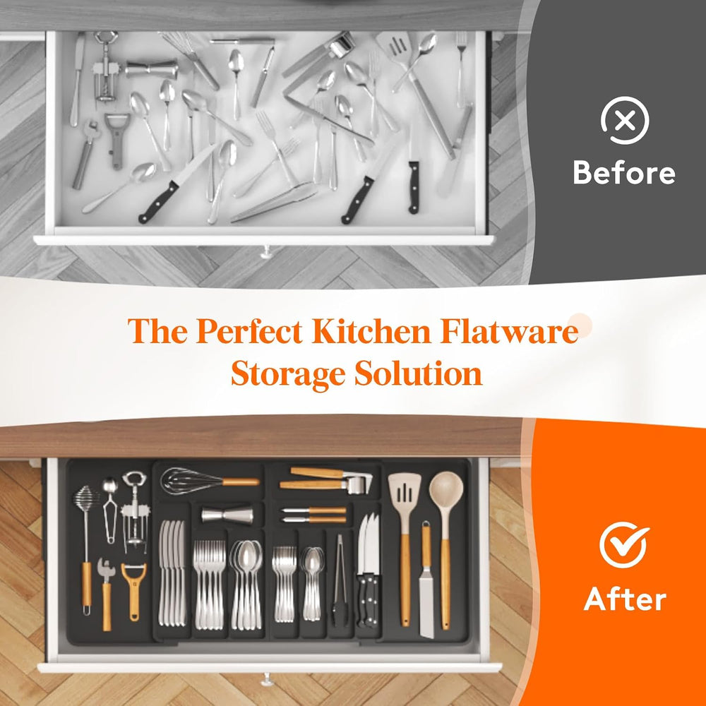 Lifewit Silverware Drawer Organizer, Expandable Plastic Utensil Tray
