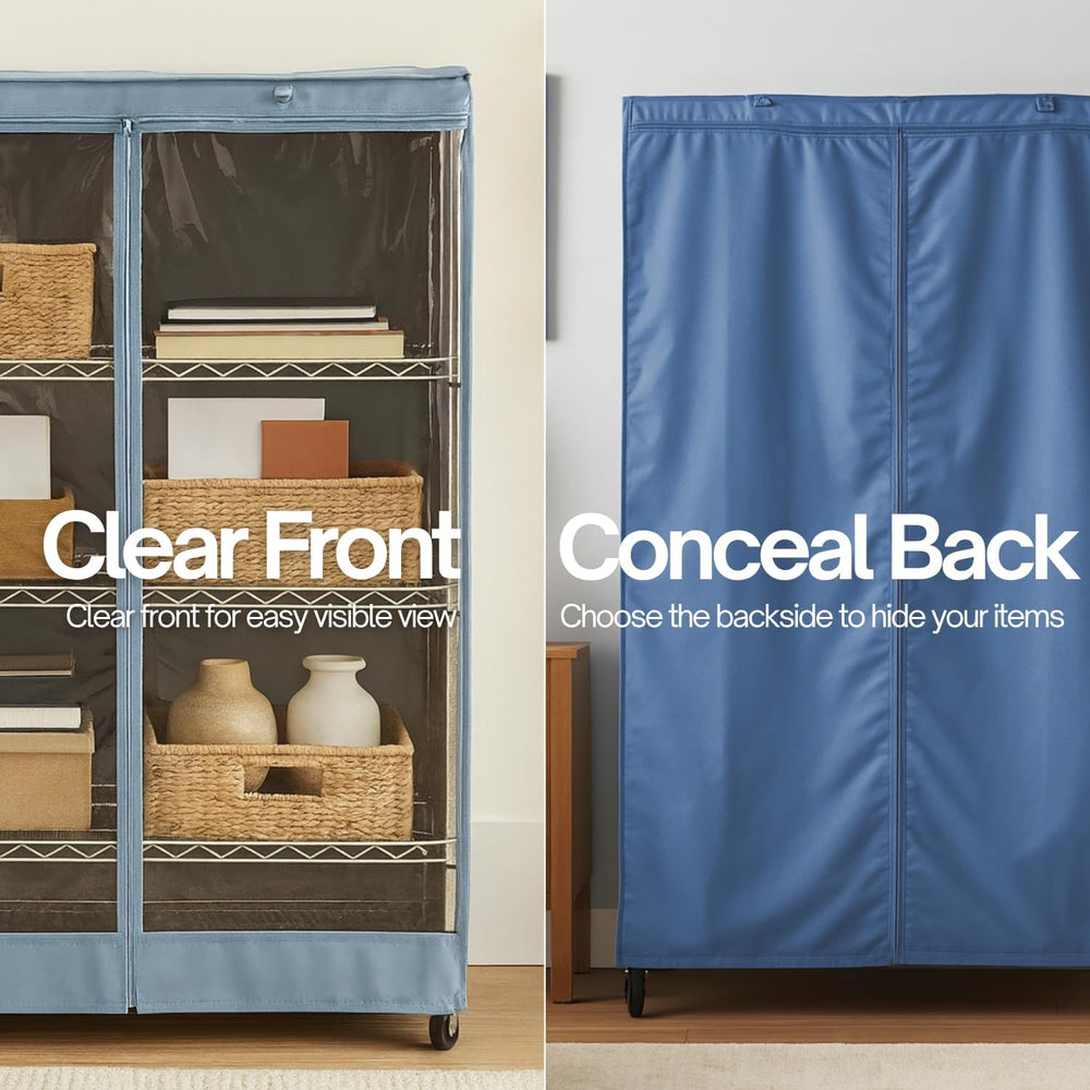 Formosa Covers Premium Clear Front Wire Shelf Cover Dusty Blue - Heavy-Duty S...