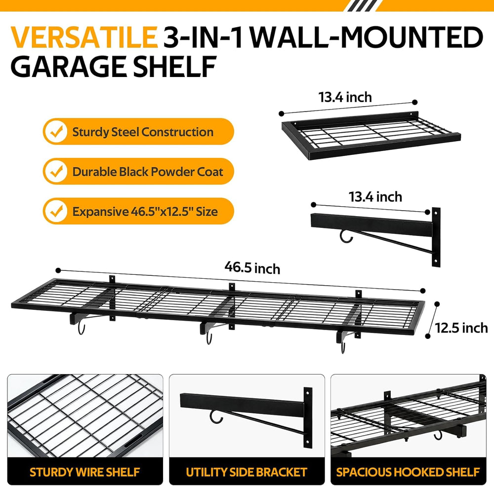 2 Pack Garage Wall Shelves, 46" x 12.5" Heavy Duty Wall Mounted She...