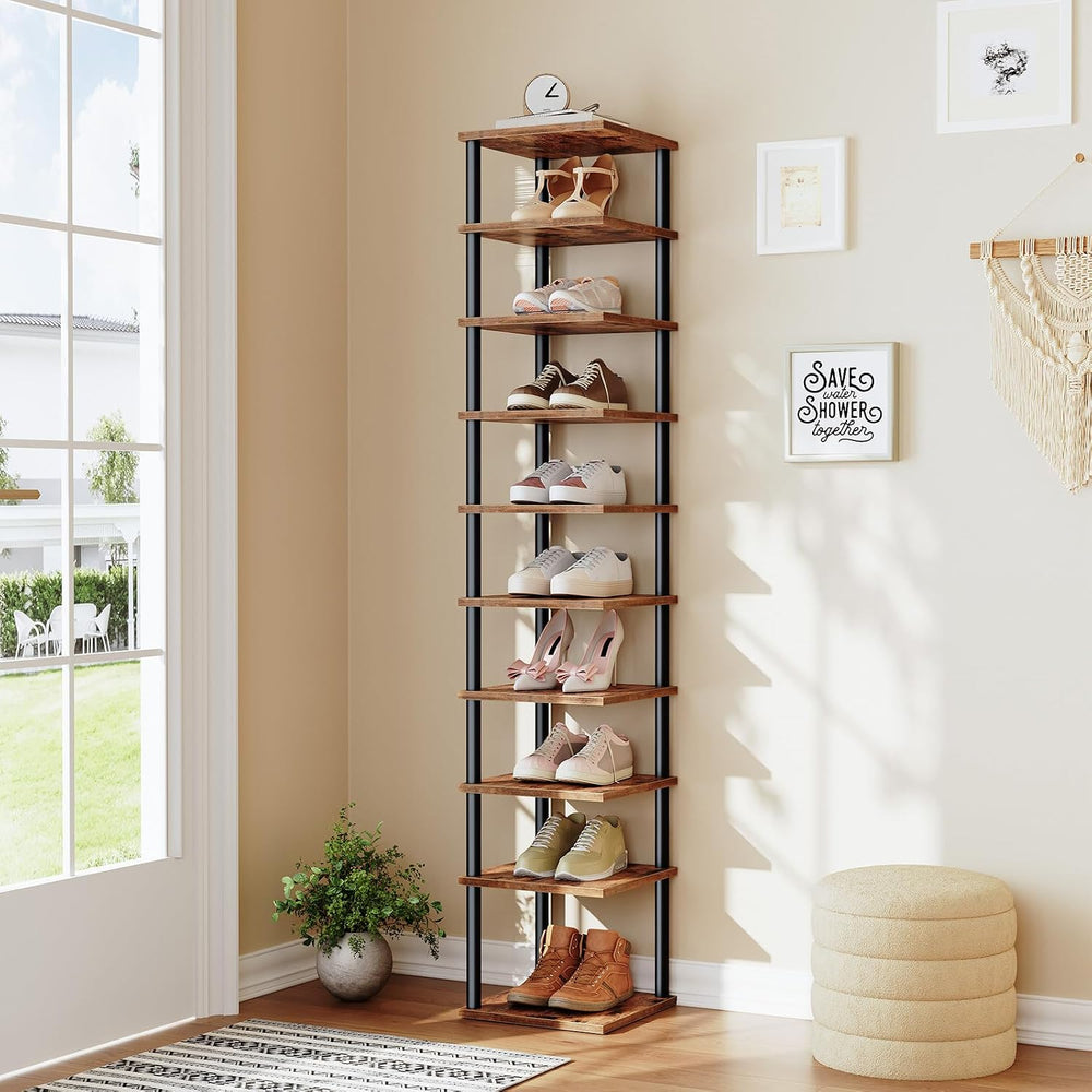 HOOBRO Vertical Shoe Rack, 10-Tier Narrow Shoe Shelf, Shoe Storage Organizer ...