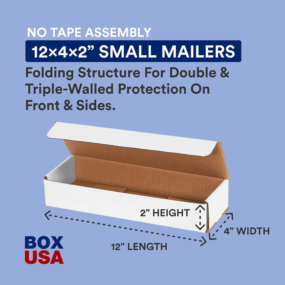 BOX USA Shipping Boxes Small 12"L x 4"W x 2"H, 50-Pack | Corru...