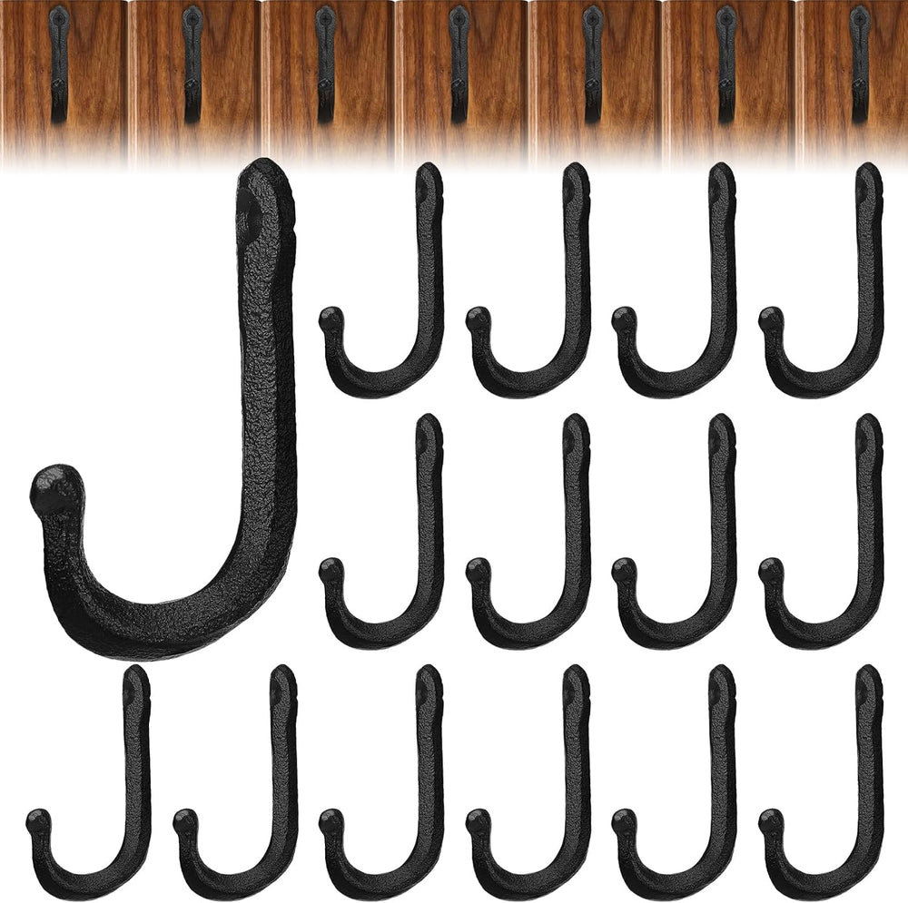 15 Pack Railroad Spike Cast Iron Hooks Rustic Black Vintage Coat Hanger Wall ...