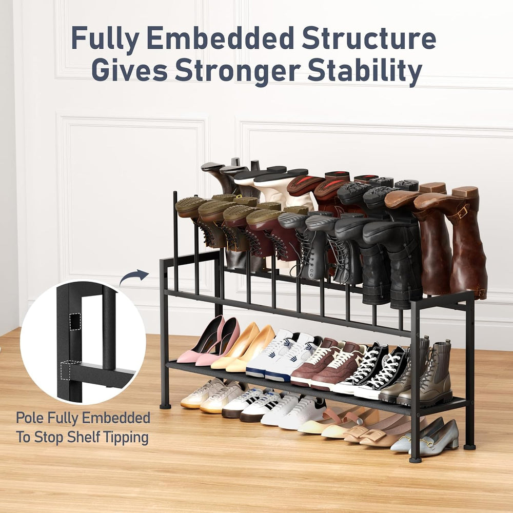 DIMJ Boot Rack 3-Tier - Black Metal Boot Storage Rack for Tall Boots Organize...