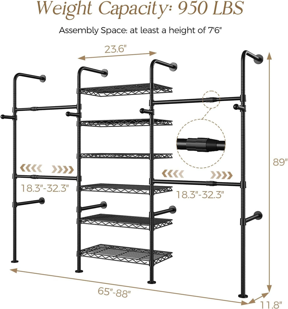Closet Organizers and Storage, 3-Row Heavy Duty Garment Rack Clothes Rack for...