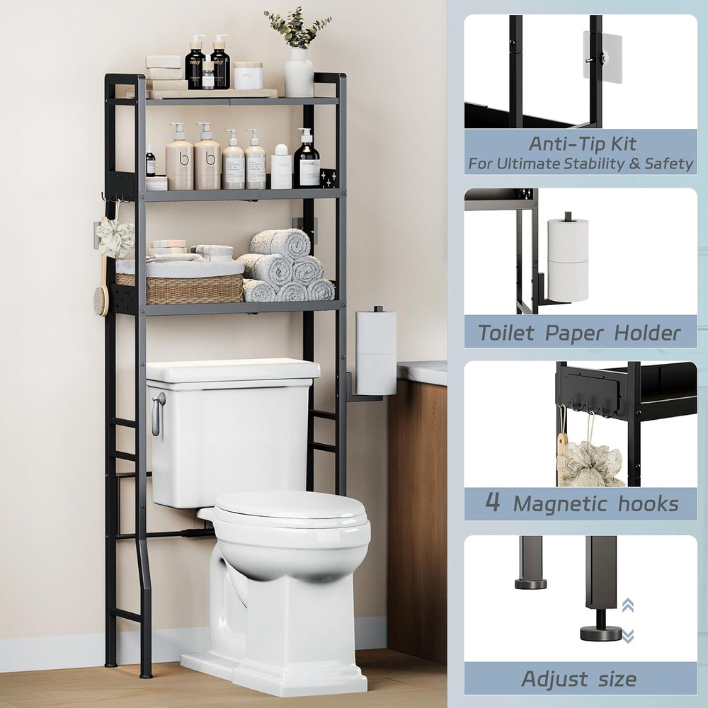 Over the Toilet Storage Shelf 3-Tier Adjustable Bathroom Organizers and Stora...