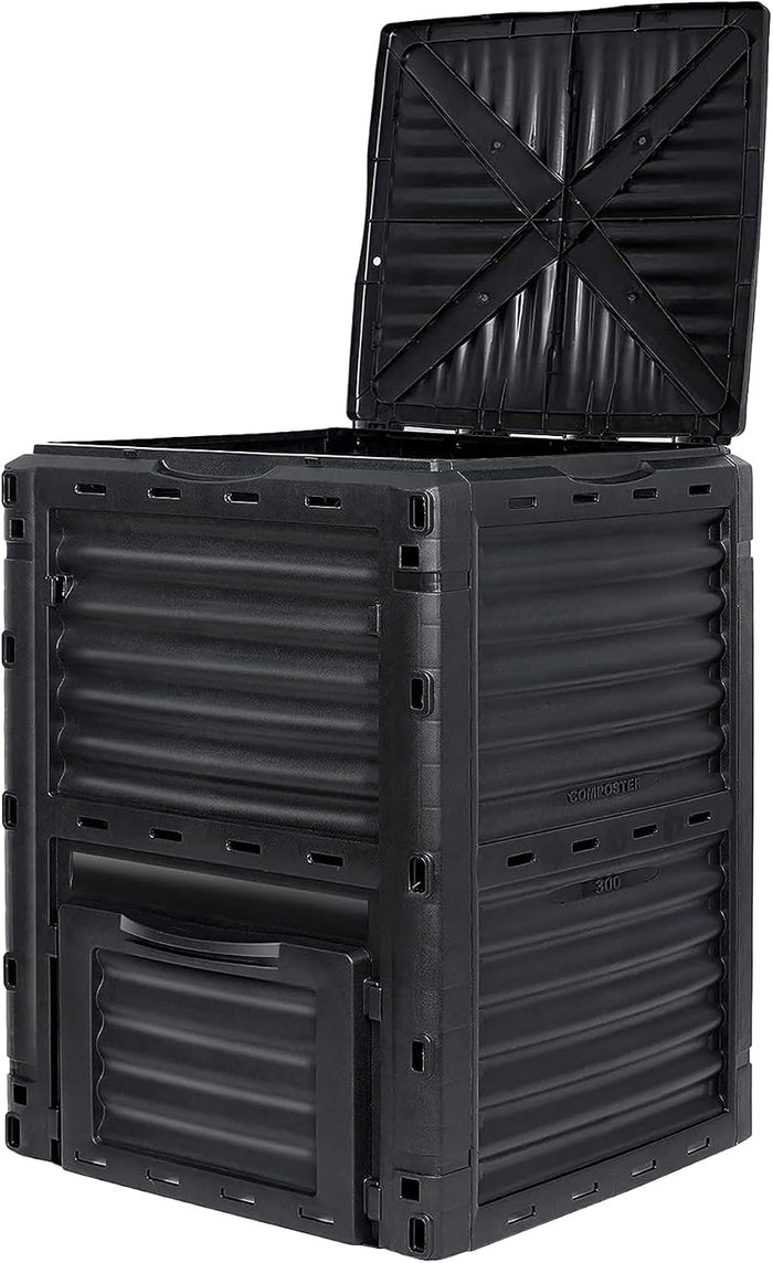 Simply Bio Garden Compost Bin from BPA-Free Material - 80 Gallon (300 L) Large Outdoor Compost Bin, Easy Assembly, Lightweight, Fast Soil Creation, Black