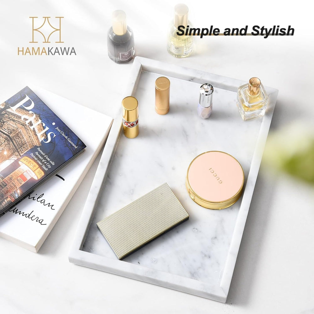 Italian Marble Vanity Tray, Real Natural Bathroom Tray 12 inch
