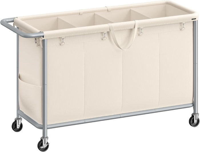 SONGMICS Laundry Basket with Wheels, 4-Section, 68.6 Gallons (260 L)