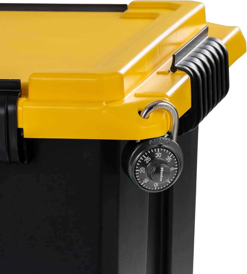 IRIS USA 2-Pack 22 Gal Footlocker Storage Trunk with Wheels, Black/Yellow