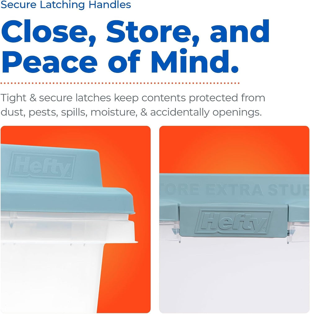 Hefty HI-RISE Stackable Storage Bins - Under Bed Storage Containers with Lids...