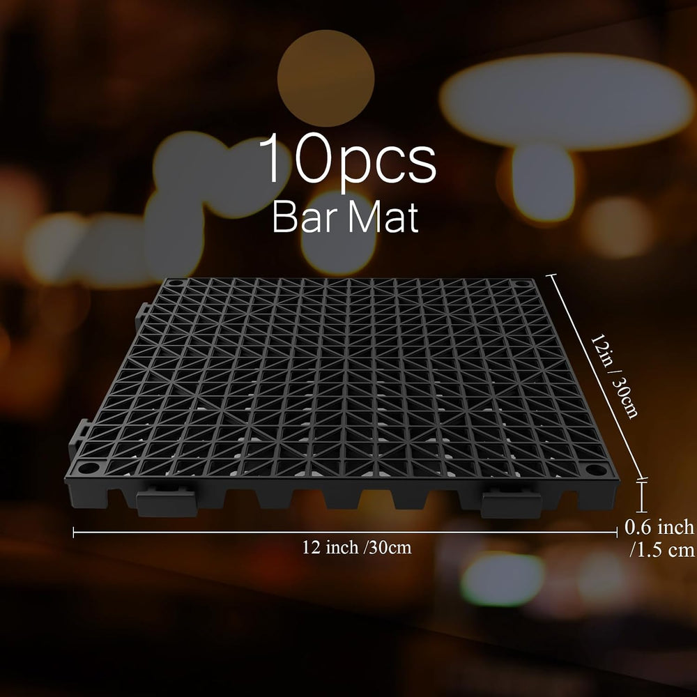 10 Pcs Bar Mat 12 x 12 Inch, Interlocking Non Slip Countertop Drying Mat