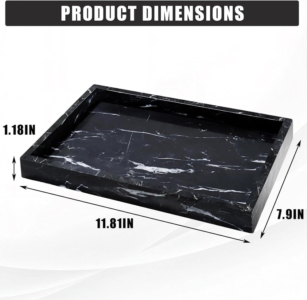 Garvee Natural Marble Tray 12x8 Inch, Pure Stone Vanity Tray for Bathroom Cou...