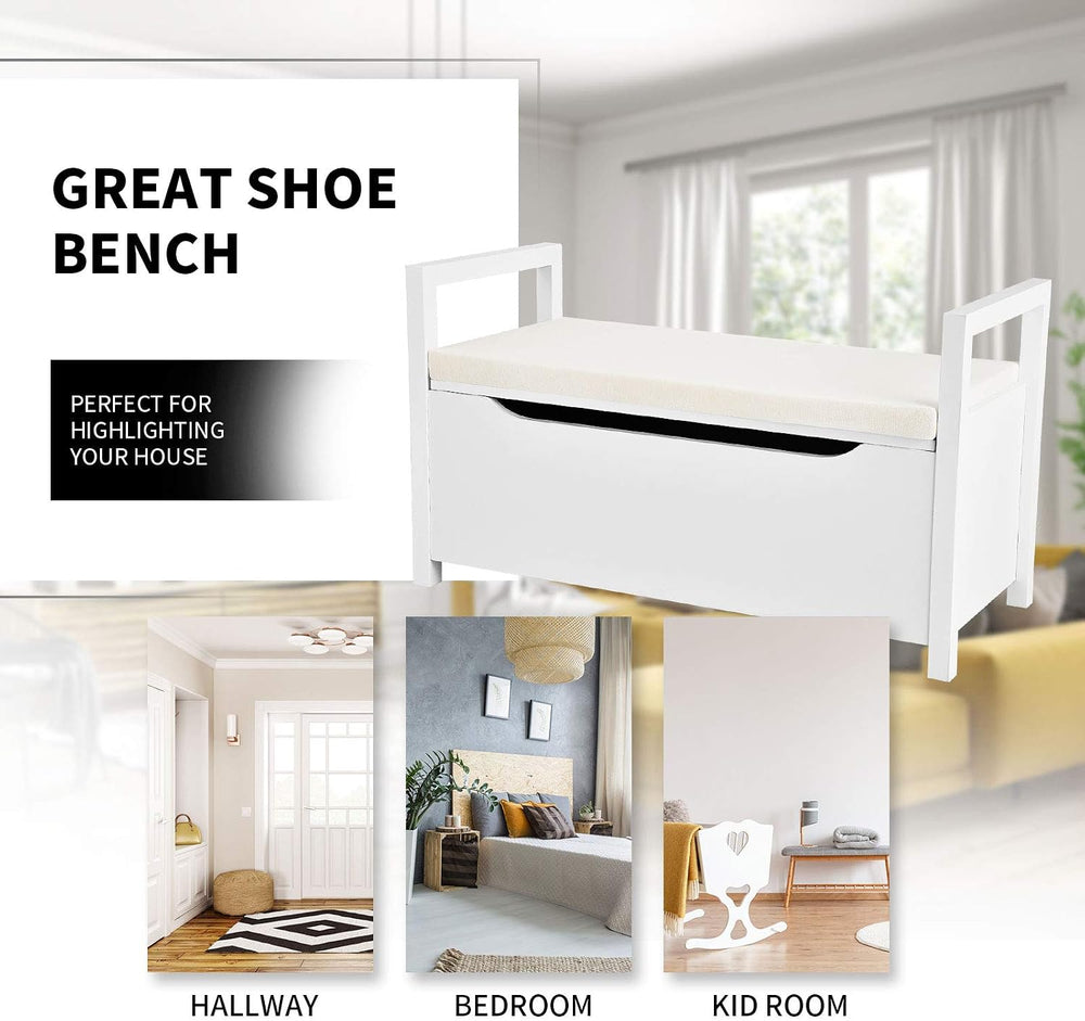Giantex Shoe Storage Bench with Cushion, Entryway Storage Benches, End of Bed...