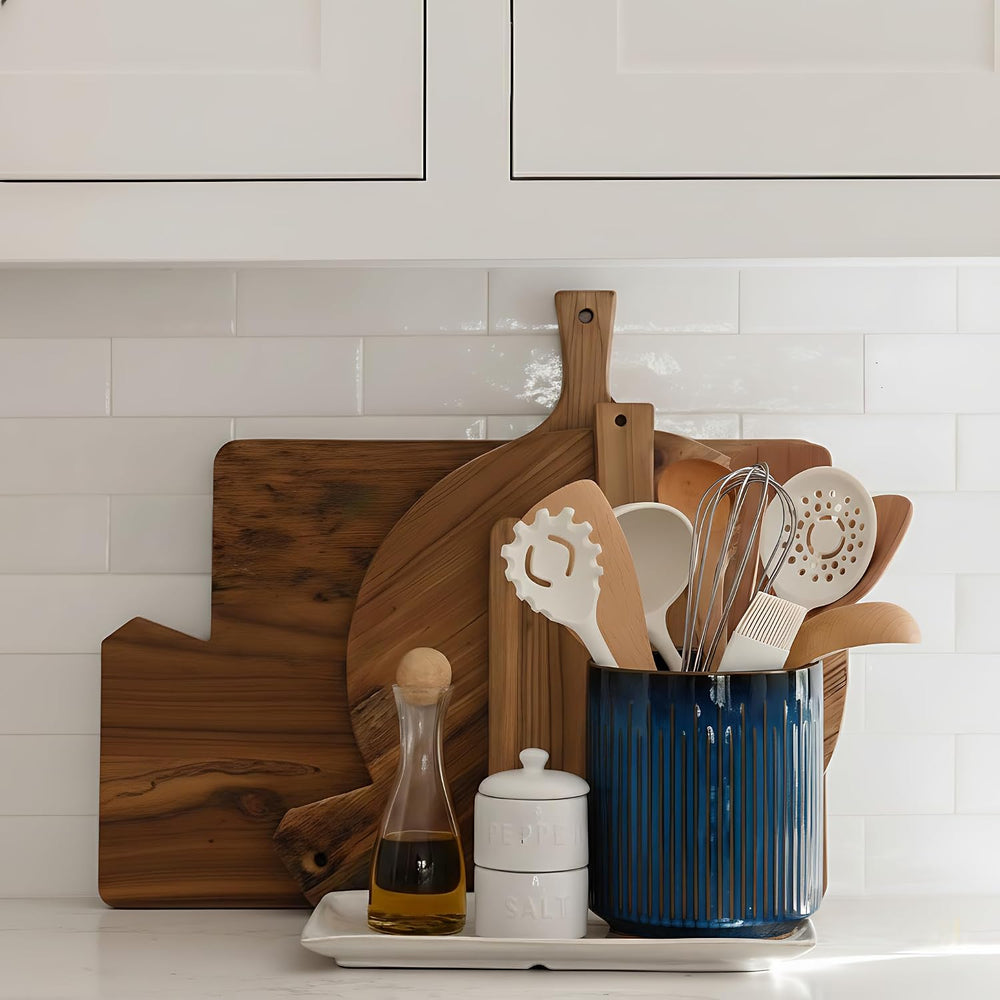 JIEMEI HOME Kitchen Utensil Holder, 7.2" Large Ceramic Stable Utensil Cr...