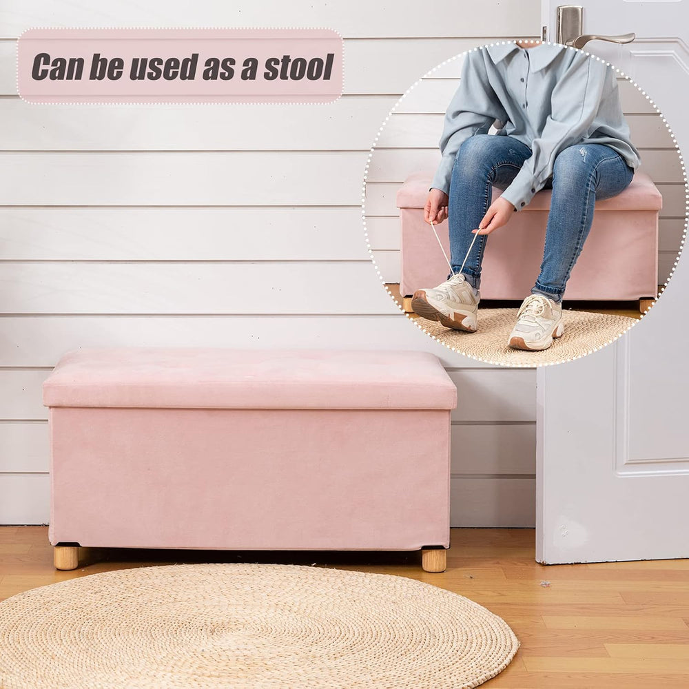BRIAN & DANY 30 Inches Folding Storage Ottoman Bench, Ottoman with Storag...