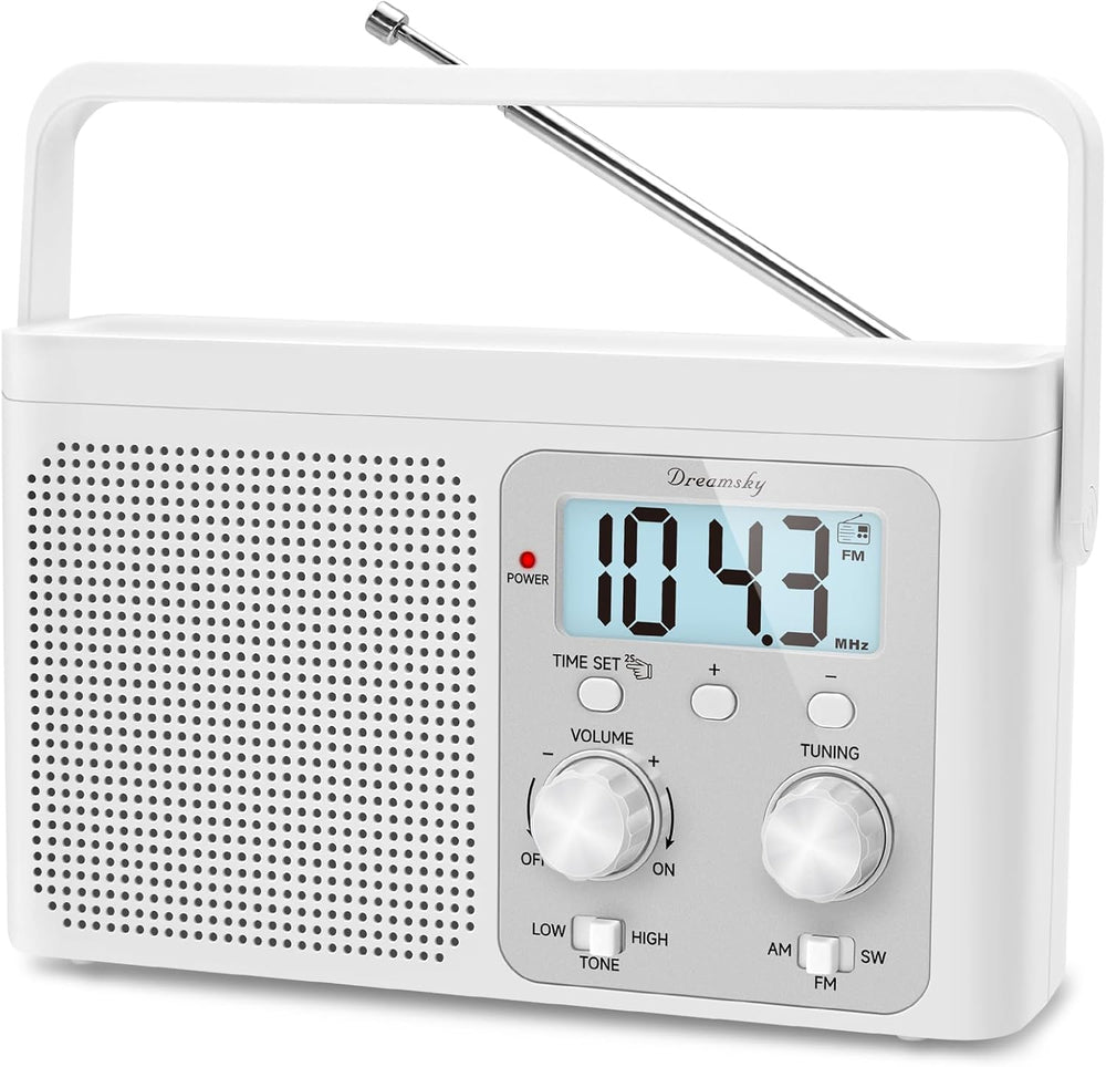 DreamSky AM FM Radio Portable Shortwave Radio Battery Powered/Plug in Wall
