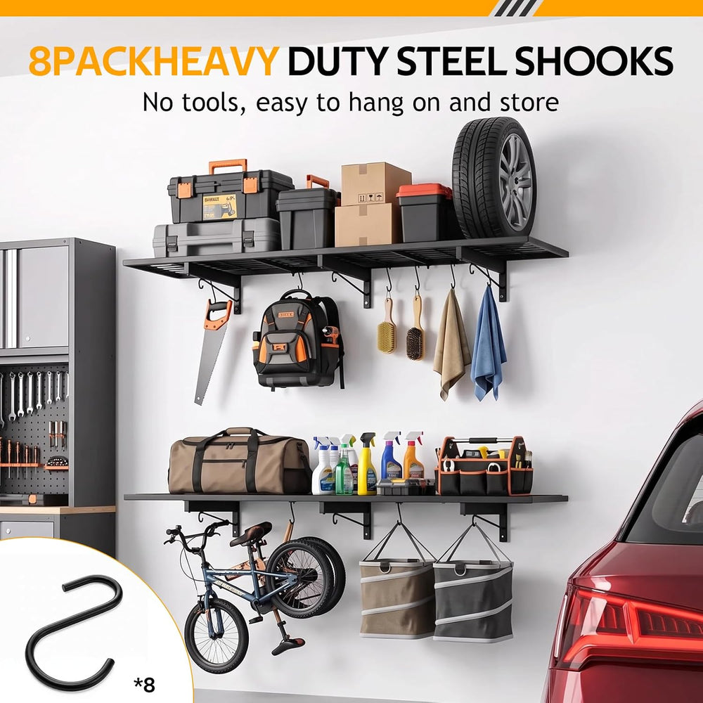 2 Pack Garage Wall Shelves, 46" x 12.5" Heavy Duty Wall Mounted She...