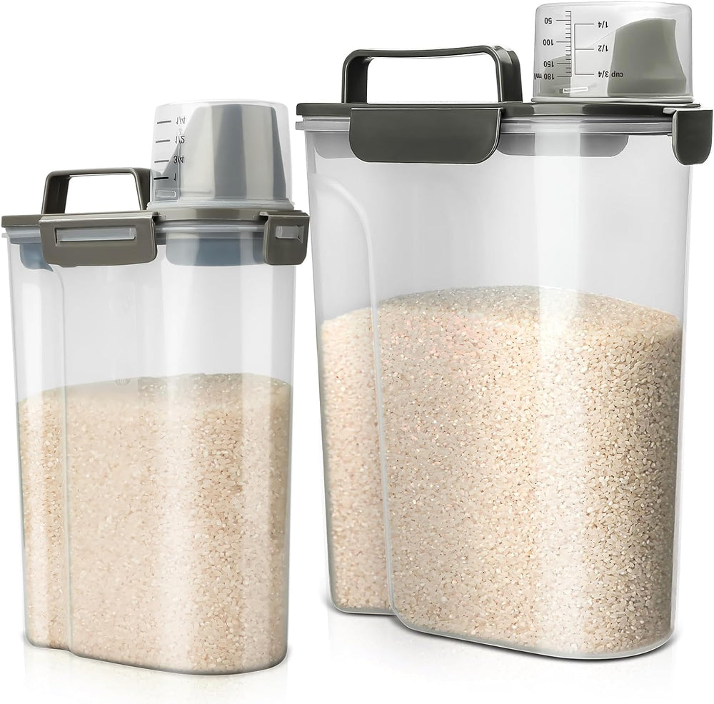 Viretec Rice Storage Container, 5 to 10lb Dry Food Airtight Dispenser, Pet Do...