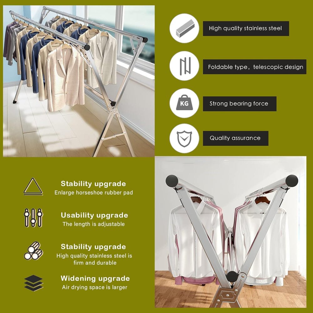 AIODE Clothes Racks for Hanging,94.5 inch for Stainless Steel Adjustable and ...