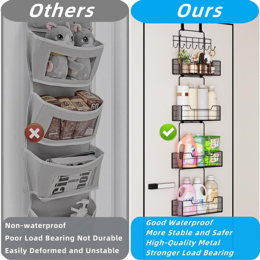 Over The Door Organizer Storage with 4 Metal Large Capacity Baskets