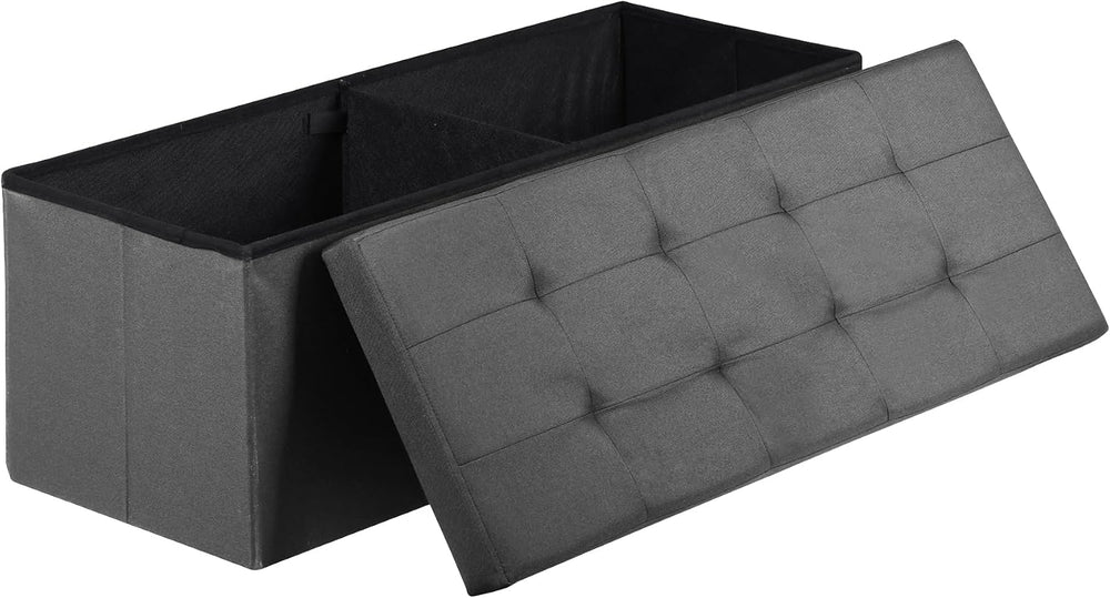 SUPER DEAL 43 Inches Folding Storage Ottoman Bench, Foot Rest with Divider Fo...