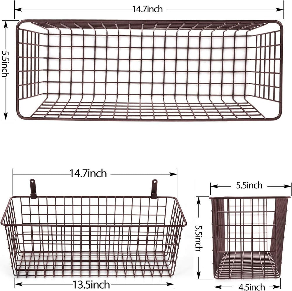 3 Set [Extra Large] Hanging Wall Basket for Storage, Wall Mount Sturdy Steel ...