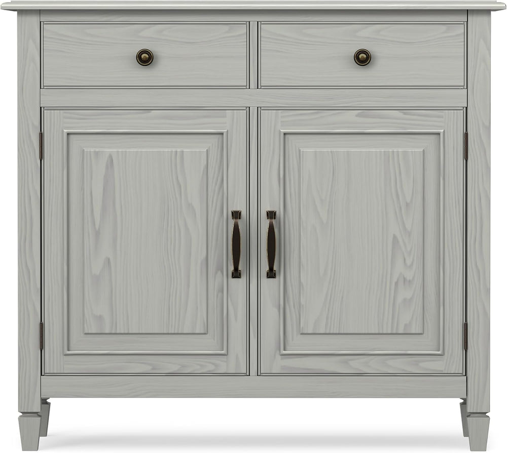 SIMPLIHOME Connaught 40" Wide Solid Wood Cabinet in Fog Grey