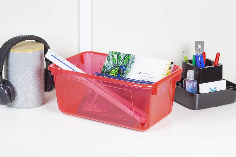 Storex Small Cubby Bins – Plastic Storage Containers for Classroom with Non-S...
